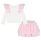 Girls Pink & Ivory Tulle Fairy Wings Skirt Set, 1, hi-res