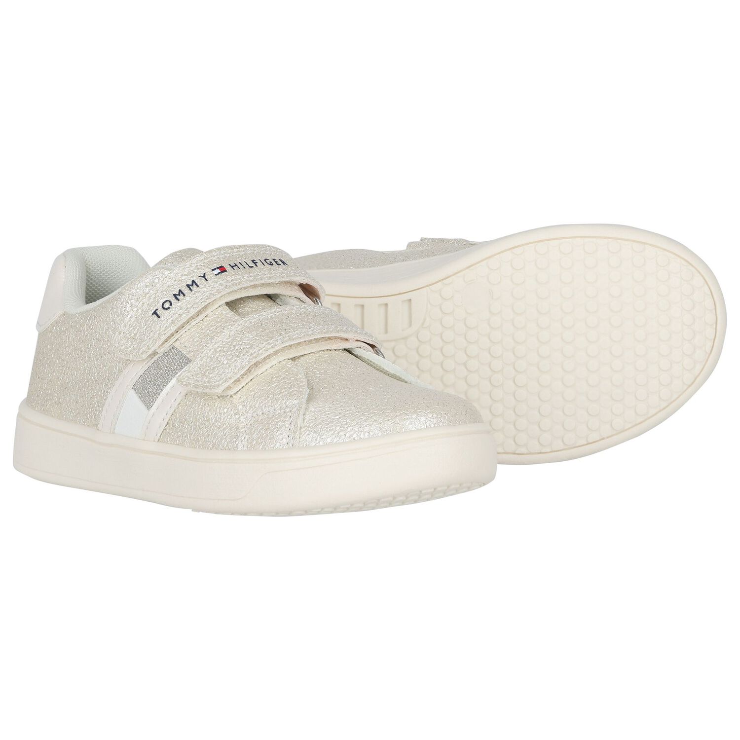 Girls Ivory Faux Leather Trainers, 1, hi-res image number null