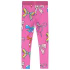 Girls Pink Bow Leggings      , 1, hi-res