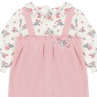 Baby Girls Ivory & Pink Logo Floral Babygrow, 1, hi-res