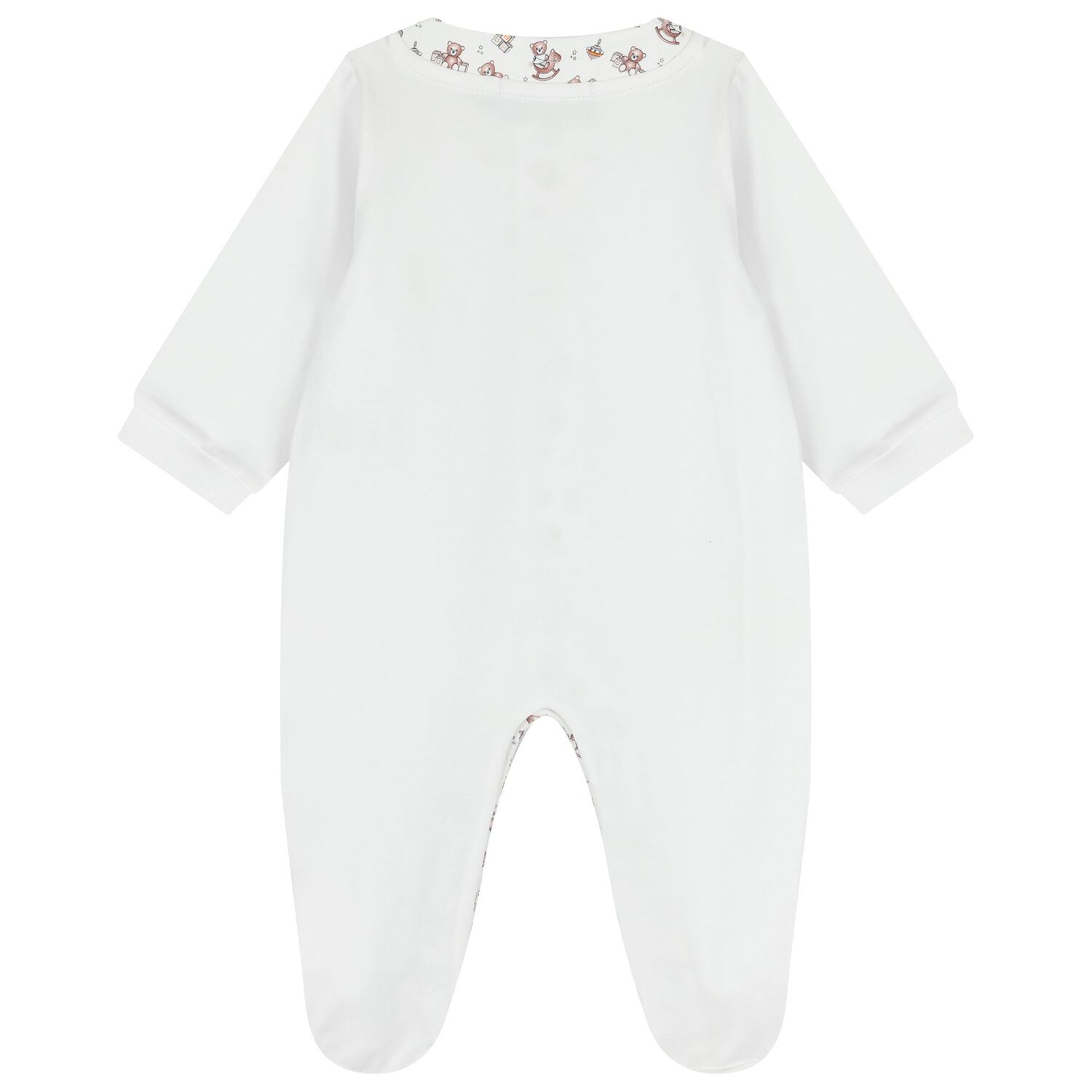 White & Beige Teddy Bear Babygrow, 1, hi-res