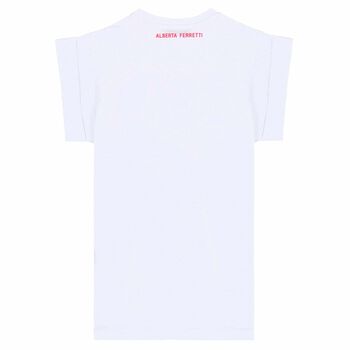 Girls Off White Embroidered Text T-Shirt Dress