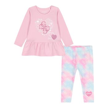 Guess Baby Girls Pink & Blue Logo Leggings Set, 1 Baby Girls Pink & Blue Logo Leggings Set