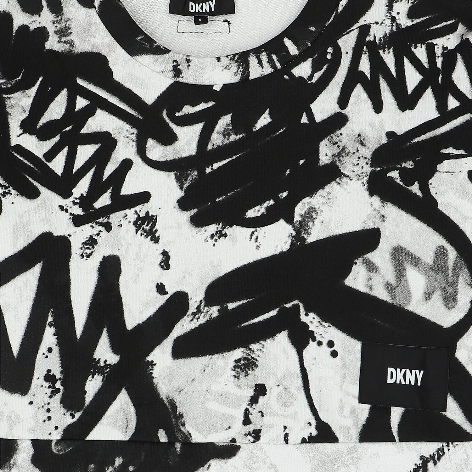 سويت شيرت بطبعة جرافيتى باللون الابيض والاسود, 1, hi-res