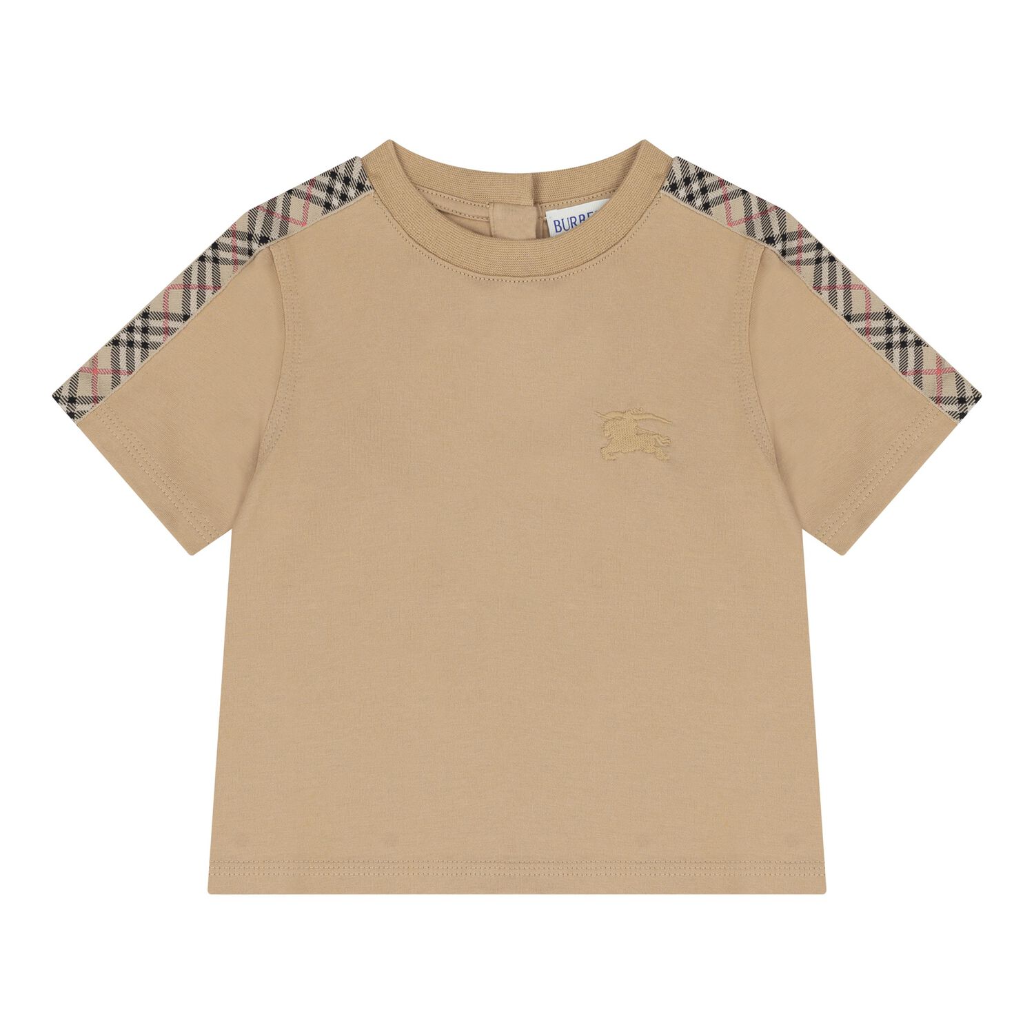 Beige Check Logo Baby T-Shirt, 1, hi-res image number null