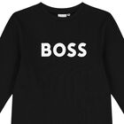 Boys Black Logo Long Sleeve Top, 1, hi-res