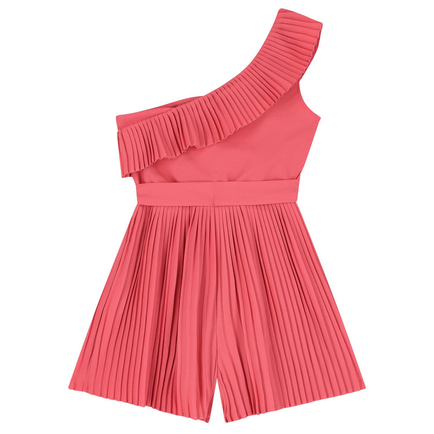 Girls Pink Pleated Playsuit, 1, hi-res