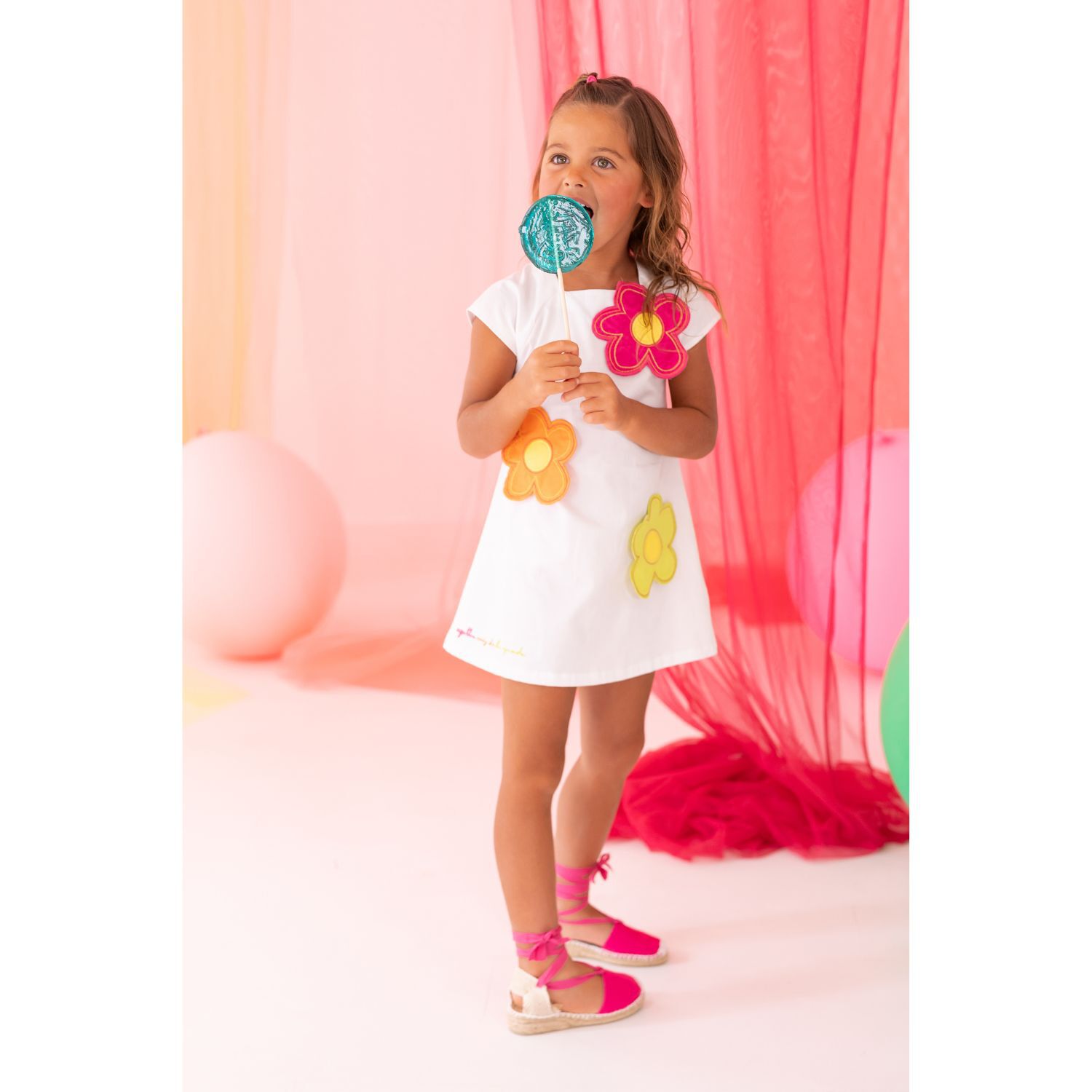 Girls White Flower Dress, 1, hi-res image number null