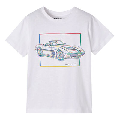 Boys White Car T-Shirt