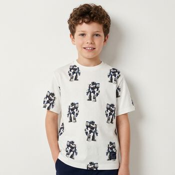 Boys Ivory Robot T-Shirt