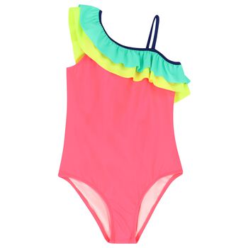 Girls Pink Frill Swimsuit