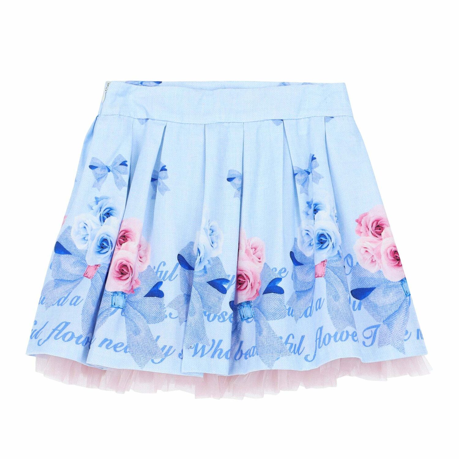 Girls White & Blue Floral Skirt Set, 1, hi-res image number null