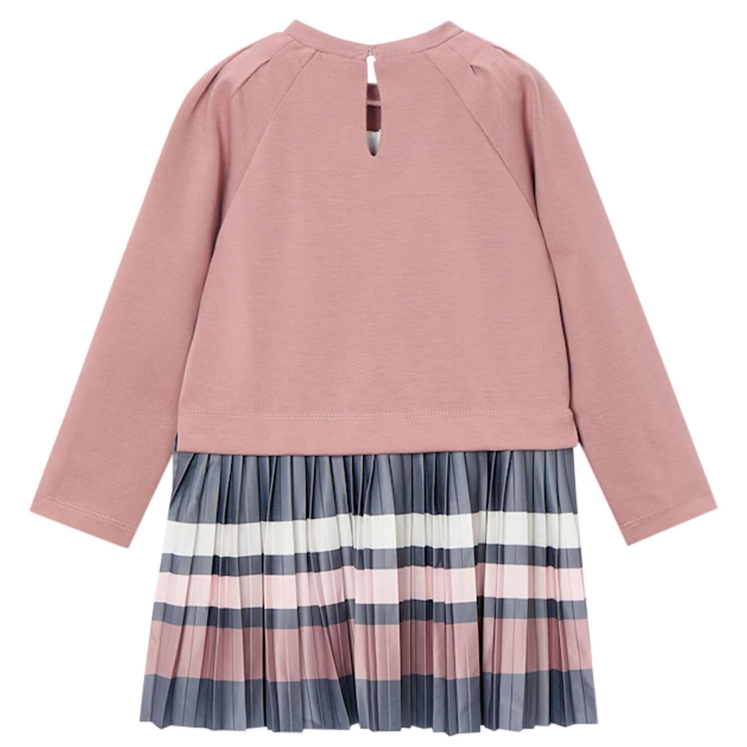 Girls Pink Striped Pleated Dress, 1, hi-res image number null