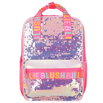Girls Pink Iridescent Sequin Logo Backpack