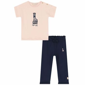 Baby Girls Pink & Navy T-Shirt Set 