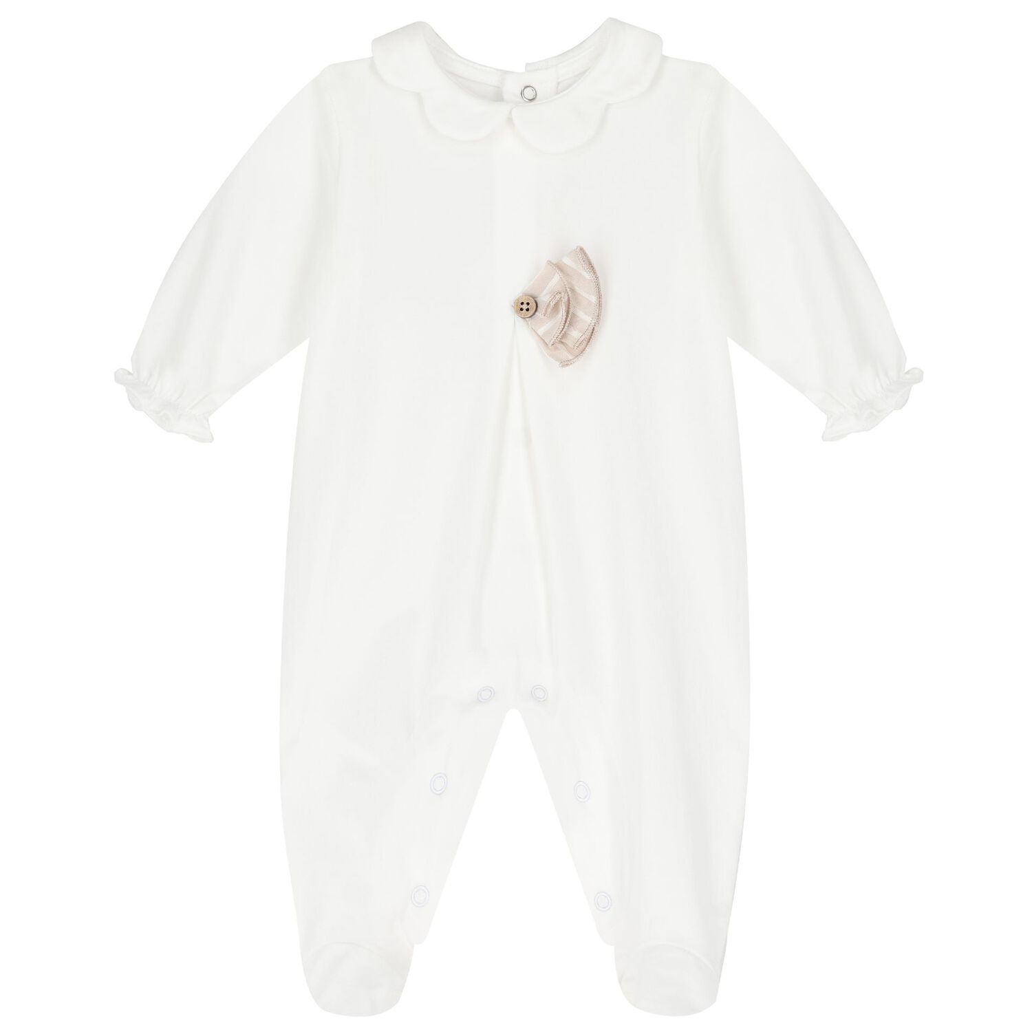 Baby Girls White & Beige Babygrows ( 2-Pack ), 3, hi-res image number null