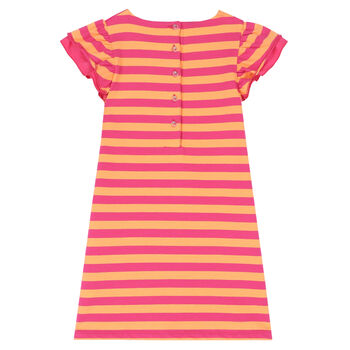 Girls Pink & Orange Striped Dress