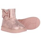 Girls Metallic Pink Faux Leather Bow Boots, 2, hi-res