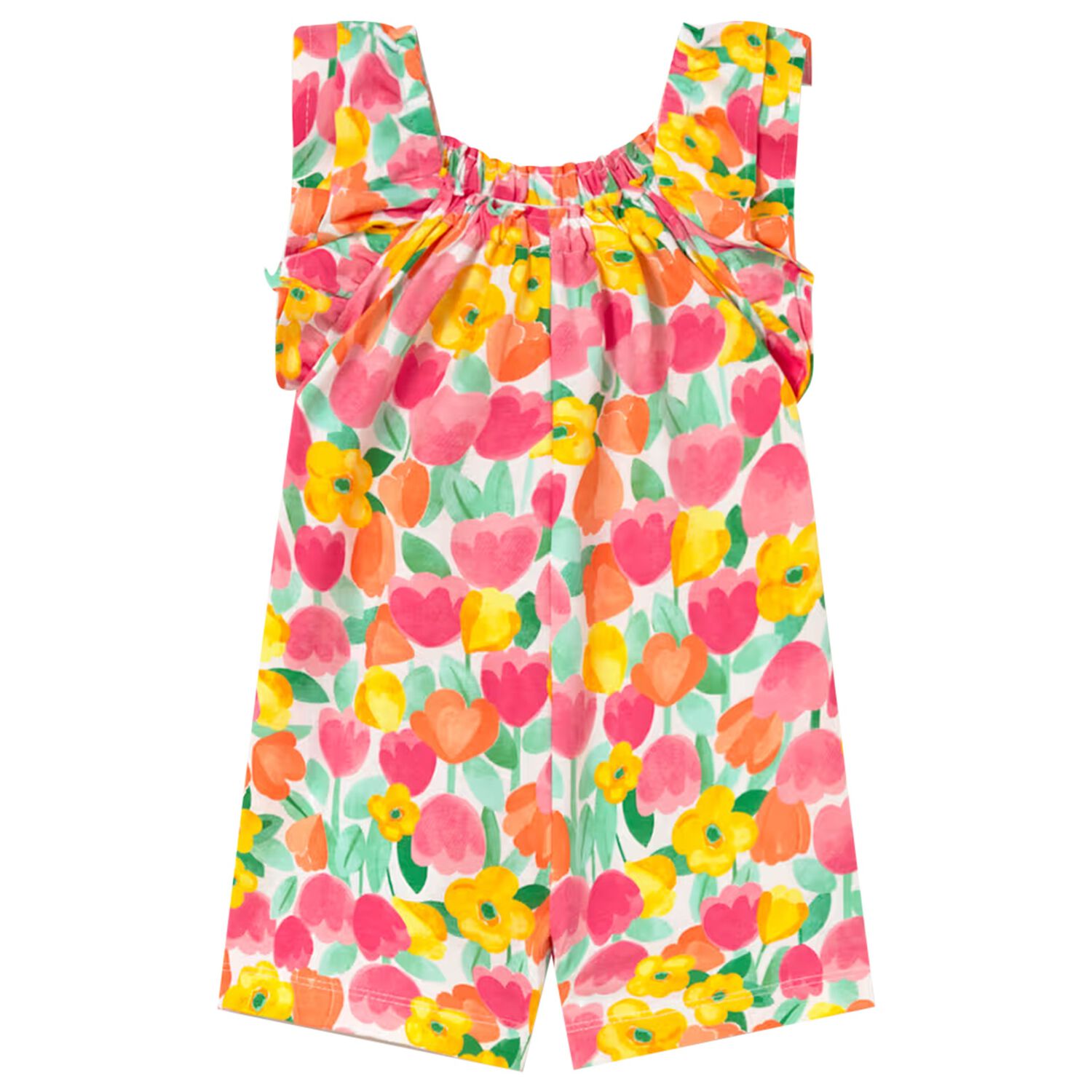 Younger Girls Multi-Coloured Floral Jumpsuit, 2, hi-res
