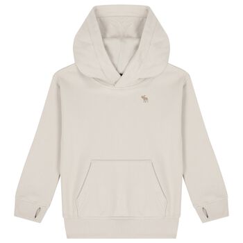 توب هودي للأولاد بالشعار باللون البيج