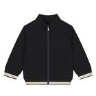 Younger Boys Black Zip Up Top, 1, hi-res