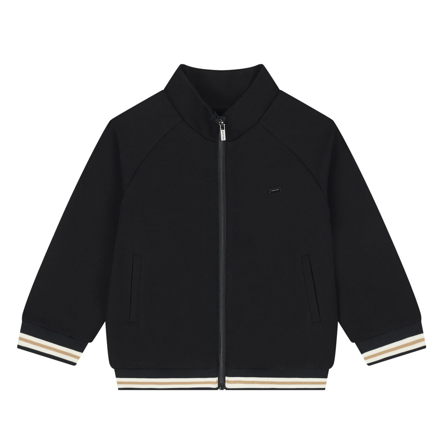 Younger Boys Black Zip Up Top, 1, hi-res