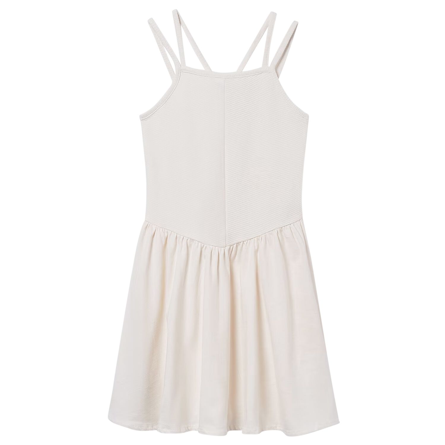 Girls Ivory Ribbed Dress, 2, hi-res