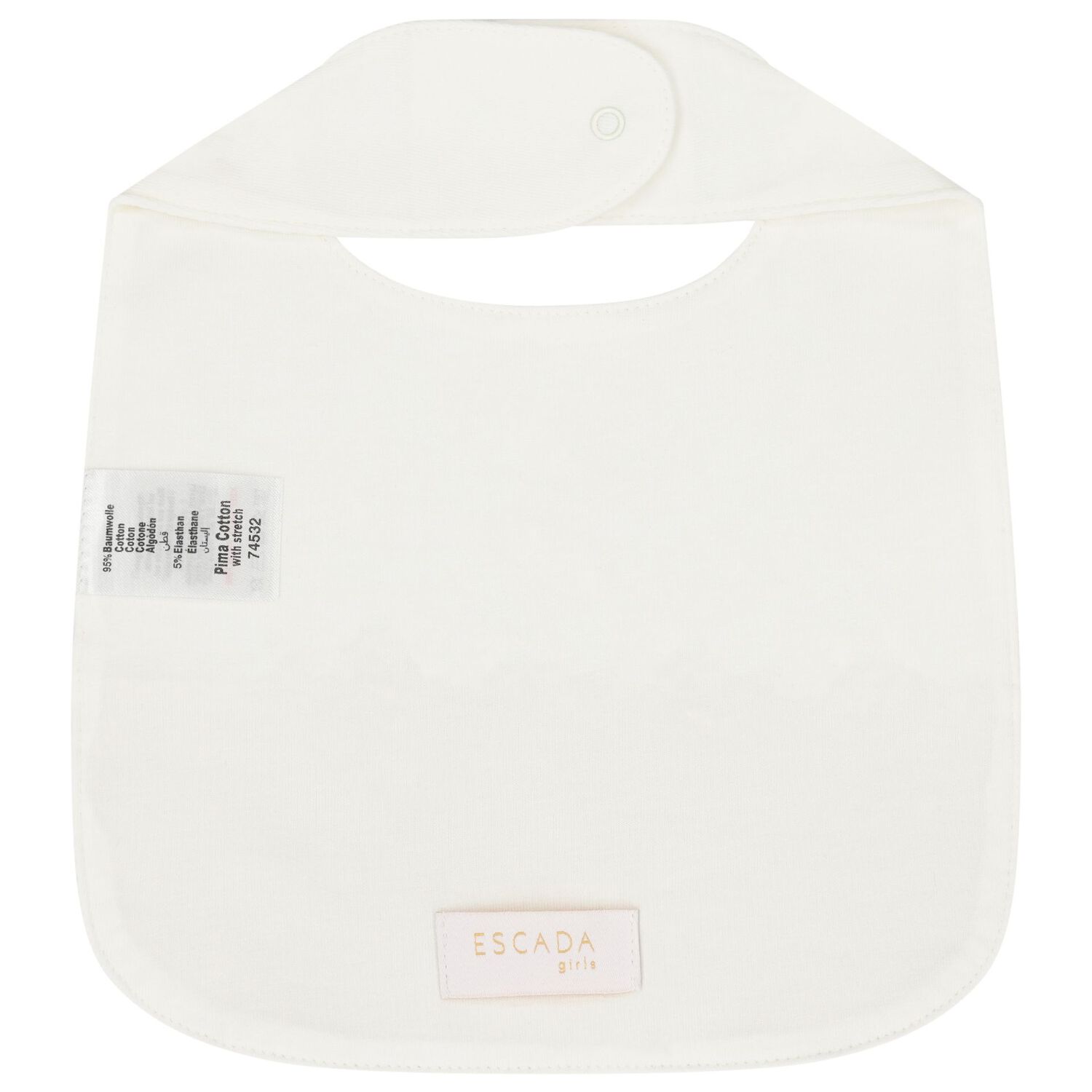 Baby Girls Ivory & Beige Logo Bib, 1, hi-res