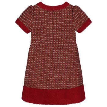 Girls Burgundy Tweed Dress 