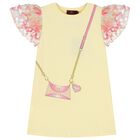 Girls Yellow Bag Logo Dress, 1, hi-res