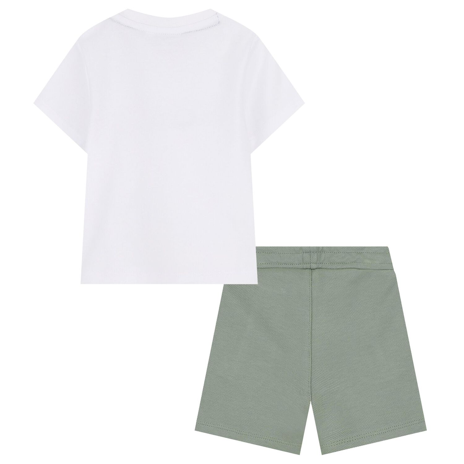 Younger Boys Mini Me White & Green Logo Shorts Set, 1, hi-res