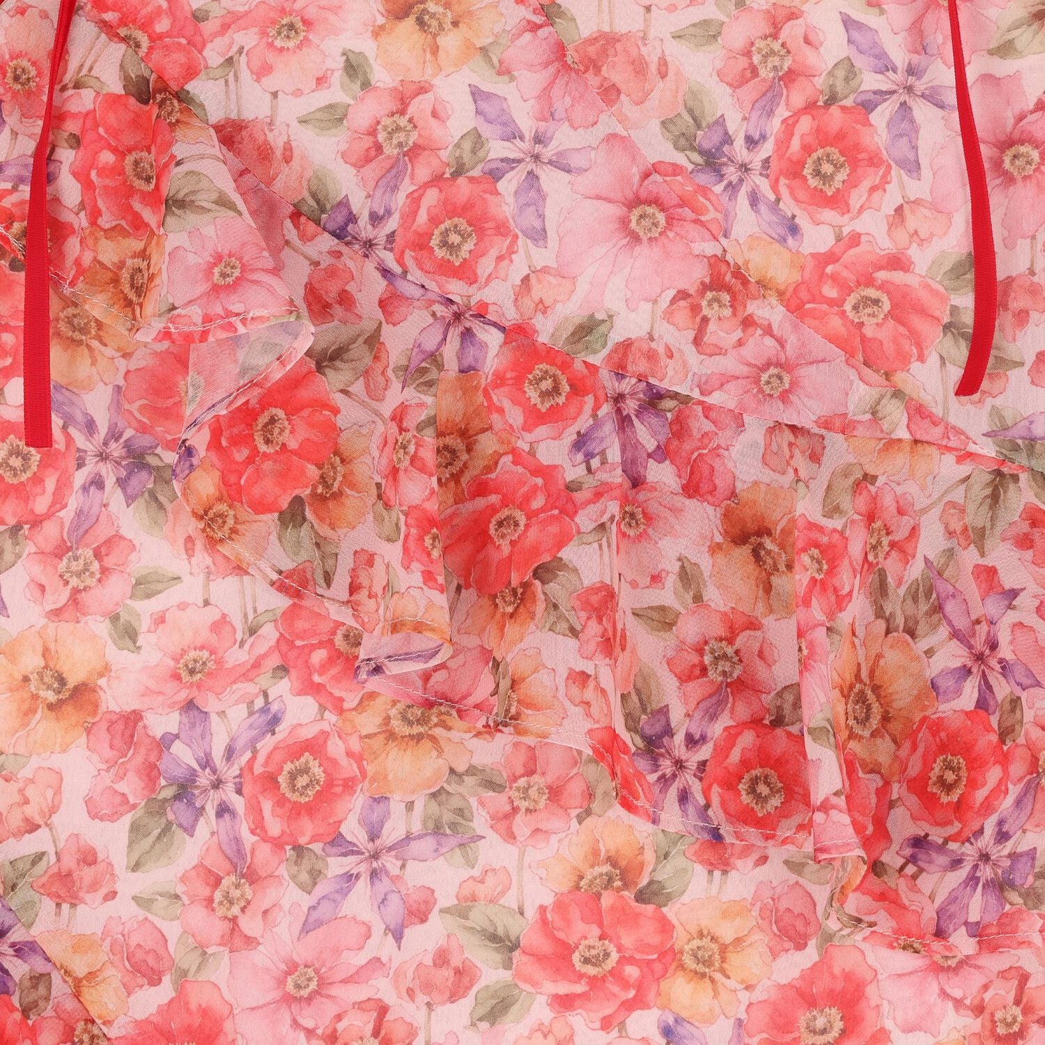 Girls Pink Floral Ruffle Maxi Dress, 1, hi-res