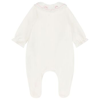 Baby Girls Ivory Embroidered Collar Babygrow