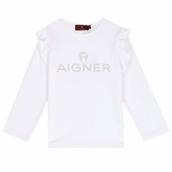 Girls White Logo Top
