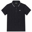 Boys Navy Logo Polo Shirt, 2, hi-res