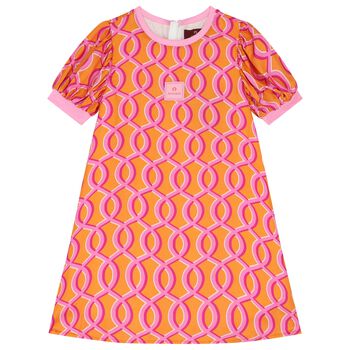 Girls Orange Logo Dress