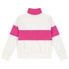 Girls White & Pink Logo Sweatshirt, 1, hi-res