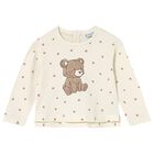 Younger Girls Ivory Teddy Bear Long Sleeve Top, 1, hi-res