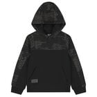 Boys Black Logo Hooded Top, 1, hi-res