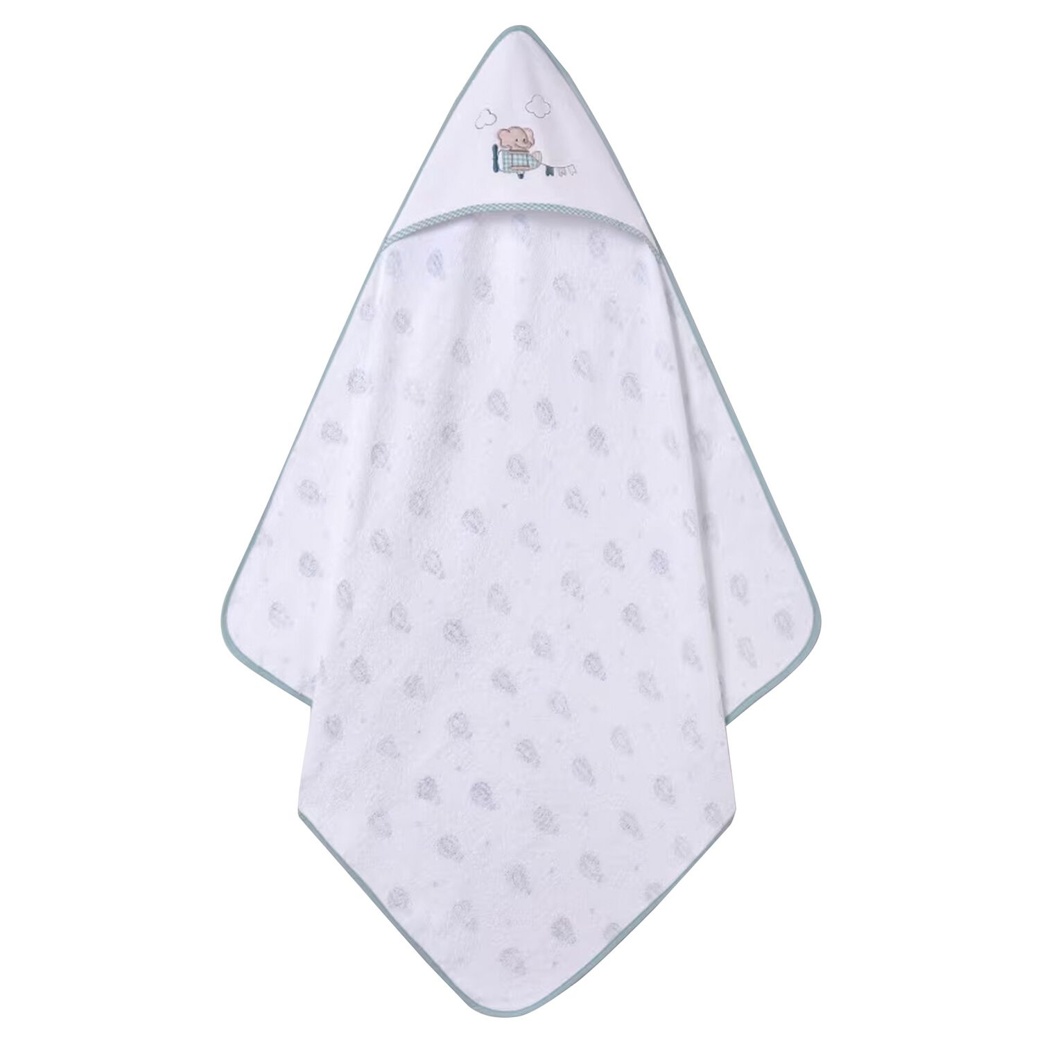 Baby Boys White Hooded Towel, 1, hi-res
