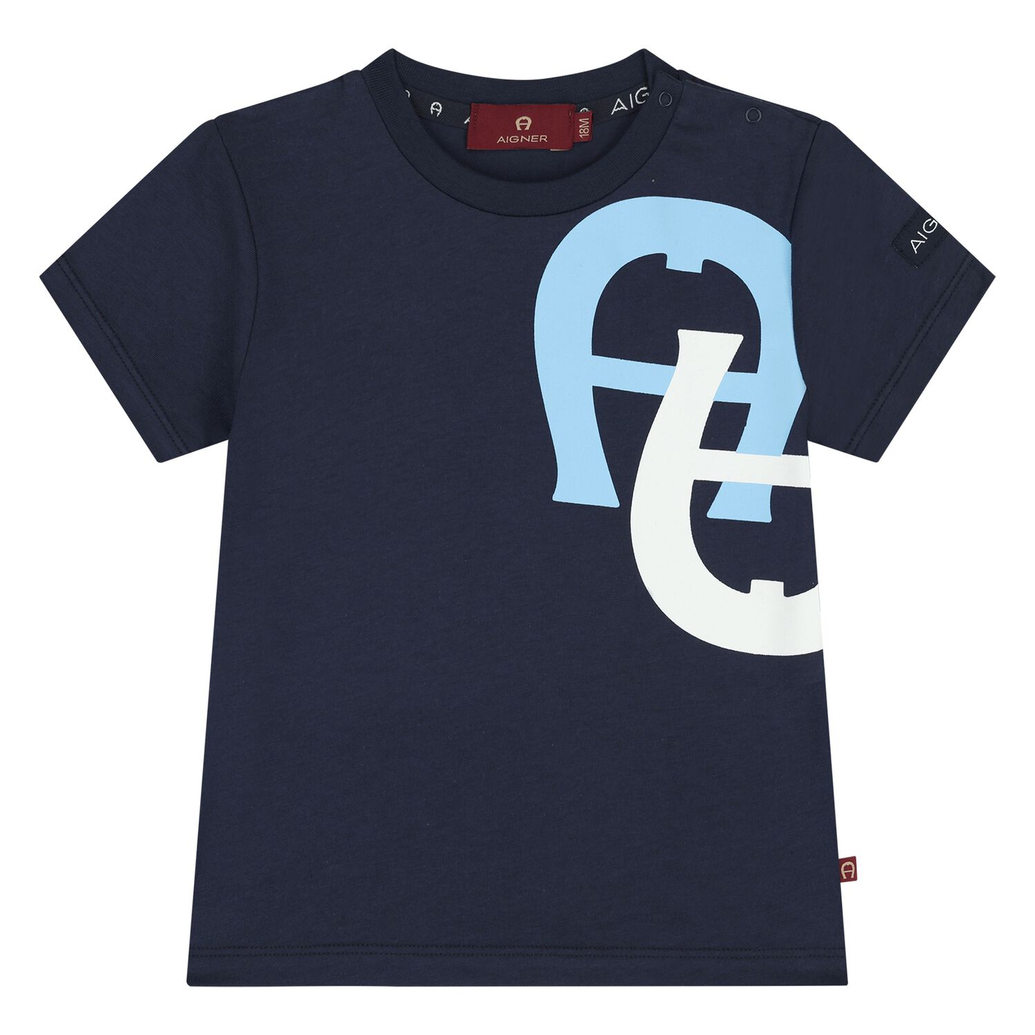 Younger Boys Navy Blue Logo T-Shirt, 3, hi-res