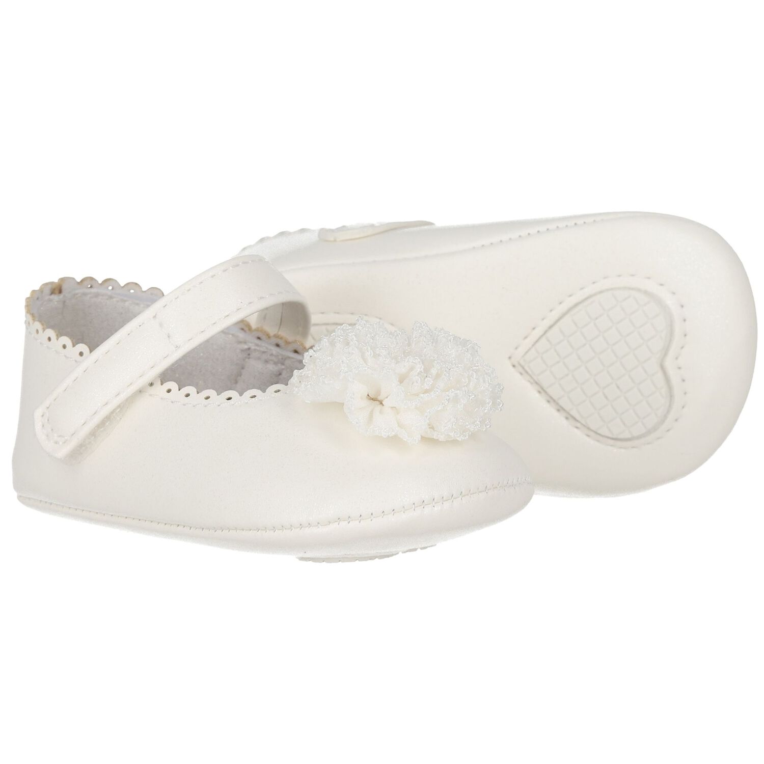 Baby Girls Ivory Leather Pre Walker Shoes, 2, hi-res