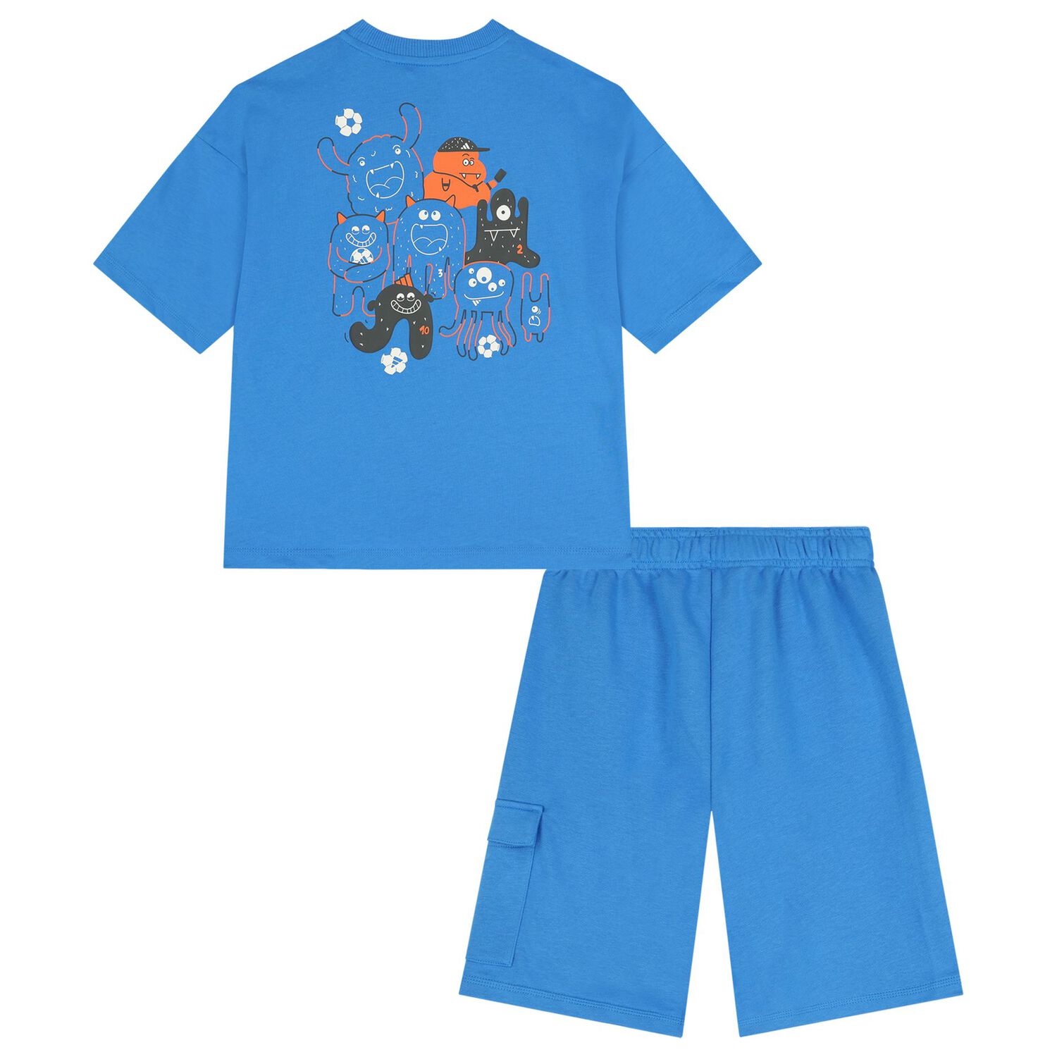Boys Blue Logo Shorts Set, 1, hi-res
