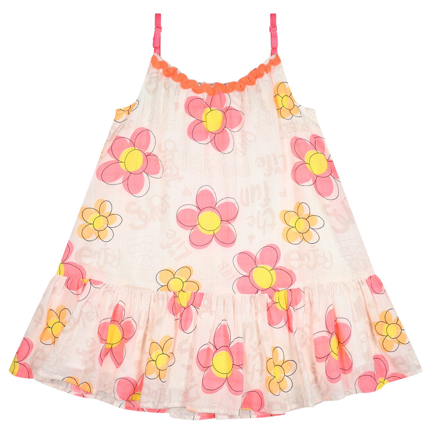 Girls White Floral Dress, 1, hi-res