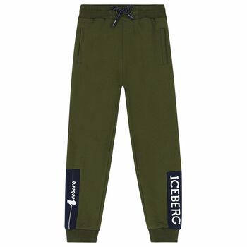 Boys Khaki Logo Joggers