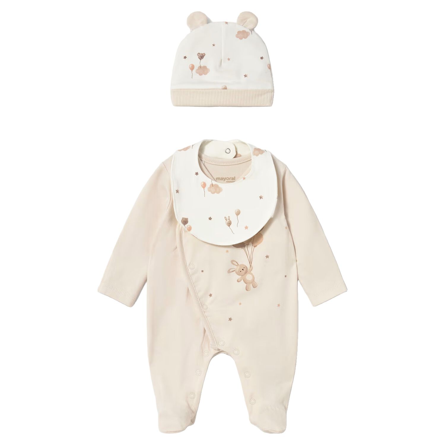 Baby Girls Pink Clouds Babygrow, 1, hi-res