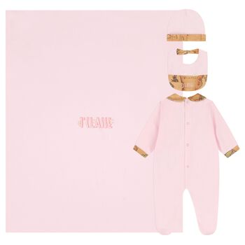 Baby Girls Pink & Beige Geo Map Babygrow Gift Set