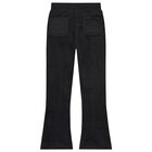 Girls Black Crystal Embellished Diamant&eacute; Logo Velour Leggings, 1, hi-res