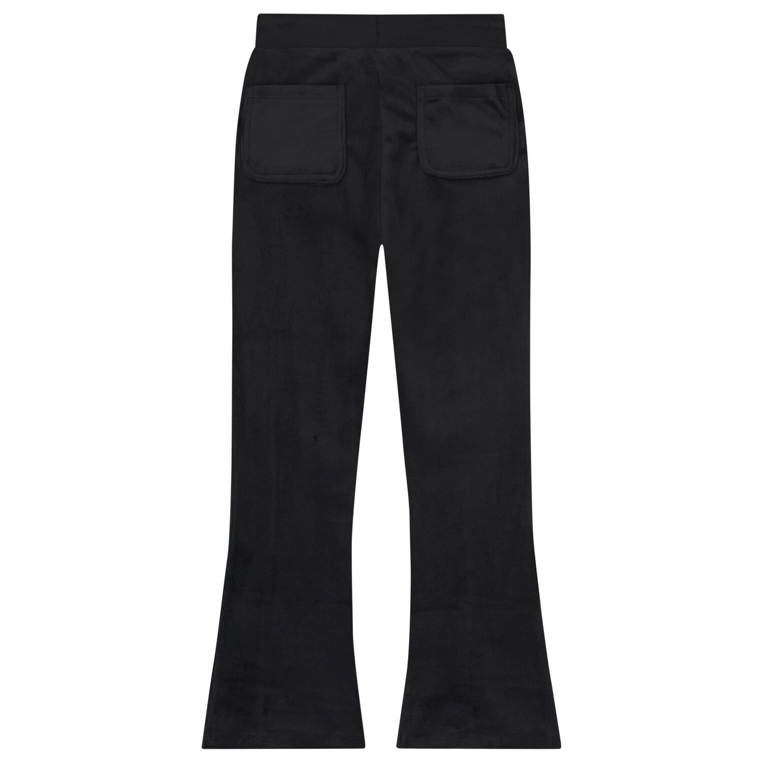 Girls Black Crystal Embellished Diamant&eacute; Logo Velour Leggings, 1, hi-res