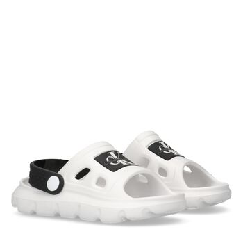White Logo Sandals